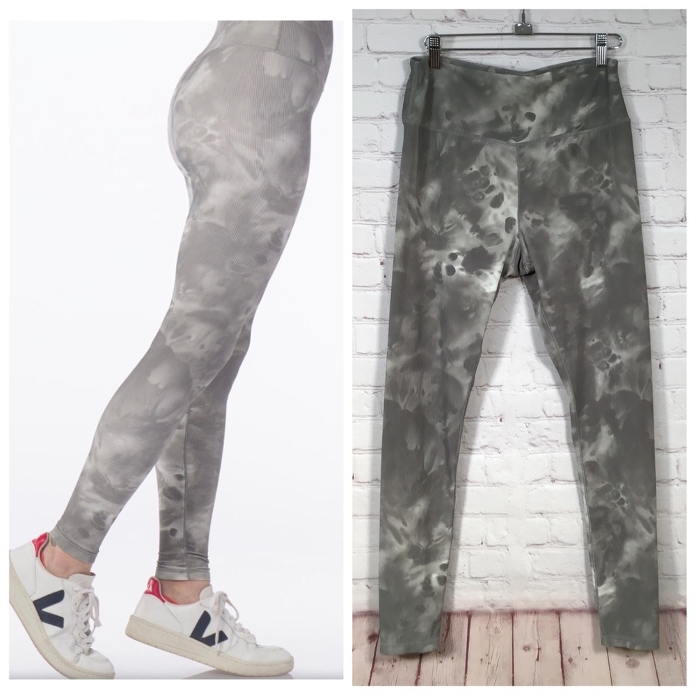 Glyder Womens Sultry Legging Silver Fog Lava Gray Tie Dye Ribbed size XL